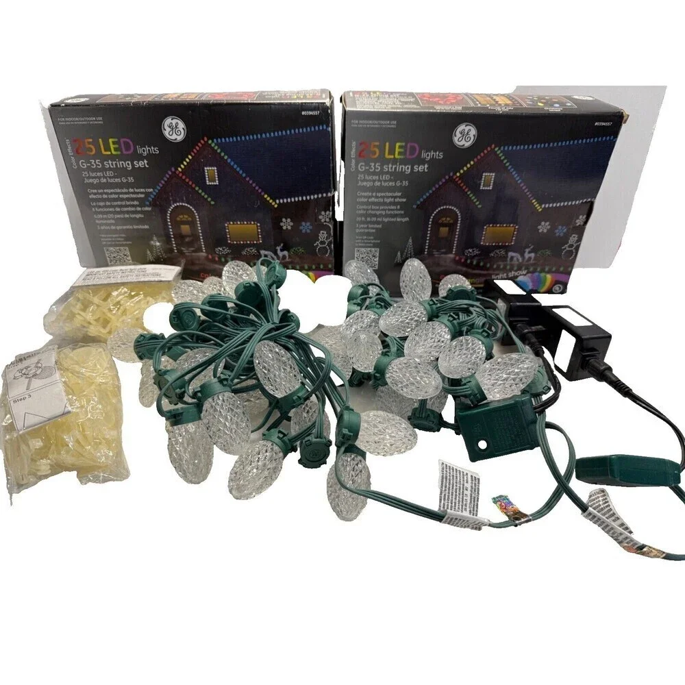 GE Color Effects 25 LED Lights Set Light Show Color Changing 2 Box Christmas